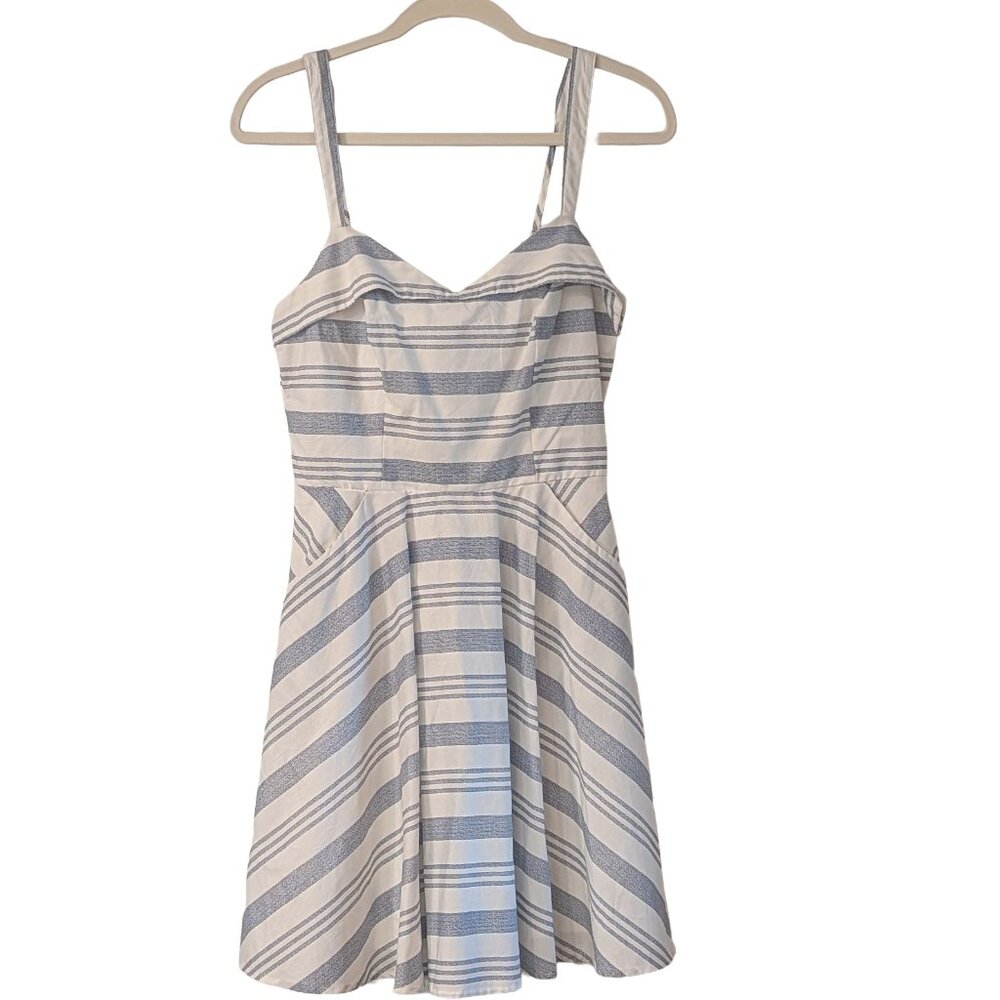 Striped Twee Pinup 1950s Retro Coastal Fit & Flare Feminine Summer Dress NWT M